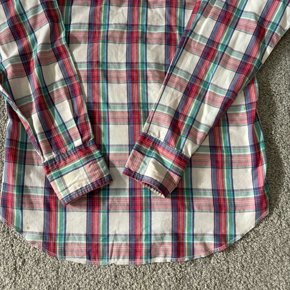 Vintage wrangler shirt mens medium red blue pearl snap  western rodeo cowboy 90s - Picture 6 of 14